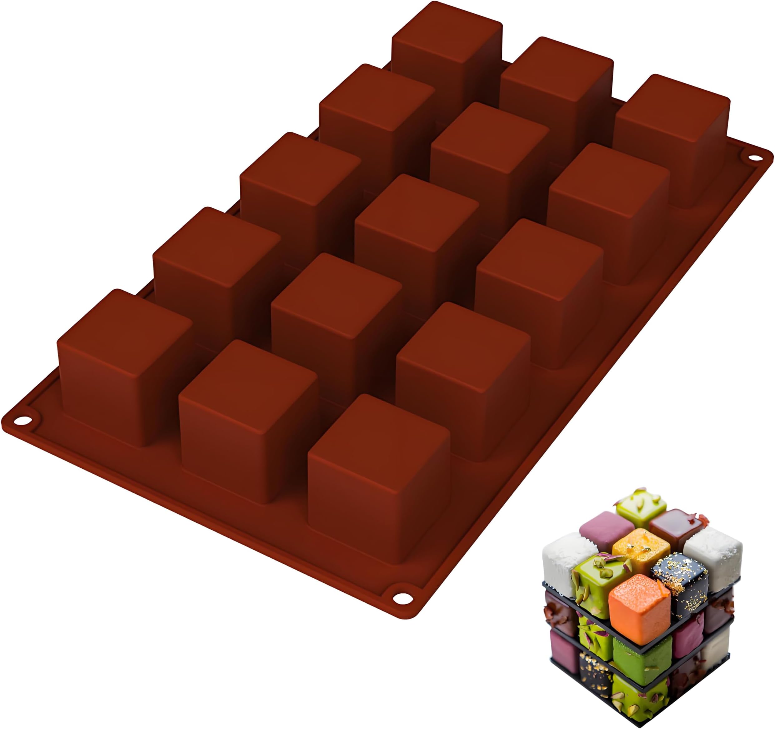 Deep Chocolate Bar Moulds Silicone, 15 Cavity Reusable Deep Silicone Chocolate Bar Sweet Moulds,Thick Chocolate Bar Mould for Stuffed Bar, Large Candy Bar Mould for Baking Homemade Snacks