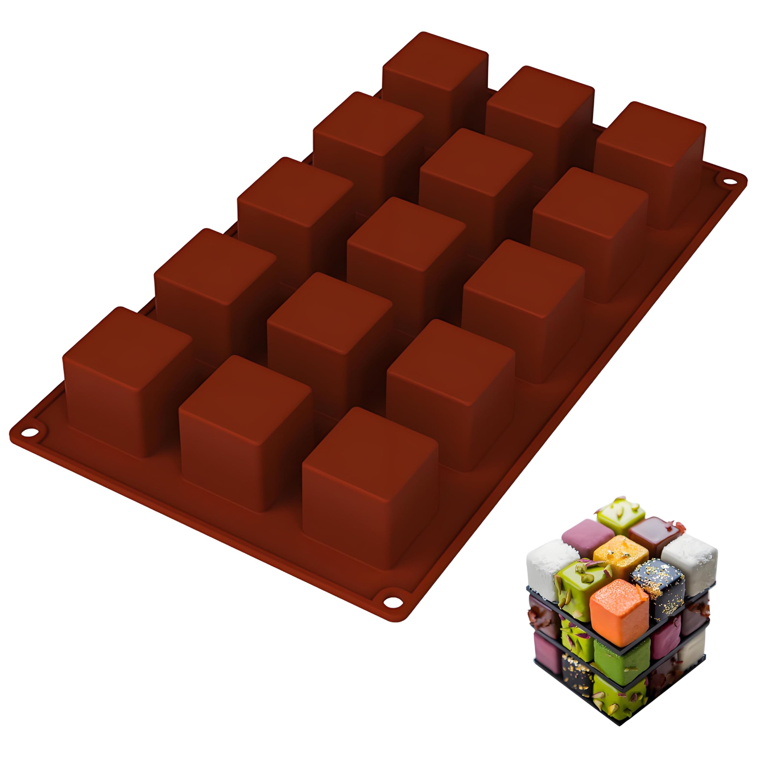 Deep Chocolate Bar Moulds Silicone, 15 Cavity Reusable Deep Silicone Chocolate Bar Sweet Moulds,Thick Chocolate Bar Mould for Stuffed Bar, Large Candy Bar Mould for Baking Homemade Snacks