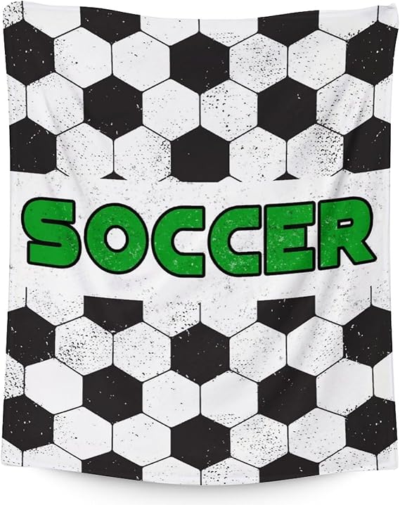 Mercuryelf Soccer Blanket Gifts, 60"x80" Funny Football Throw Blanket for Boys Mens, Cozy Lightweight Fleece Plush for Sofa Bed Room Decor