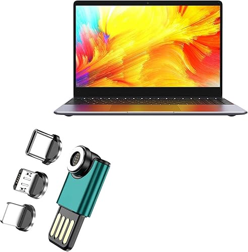 BoxWave Cable compatible con Chuwi GemiBook XPro - MagnetoSync Mini Adapter, cable de carga magnético USB Tipo-C Micro USB - Negro azabache