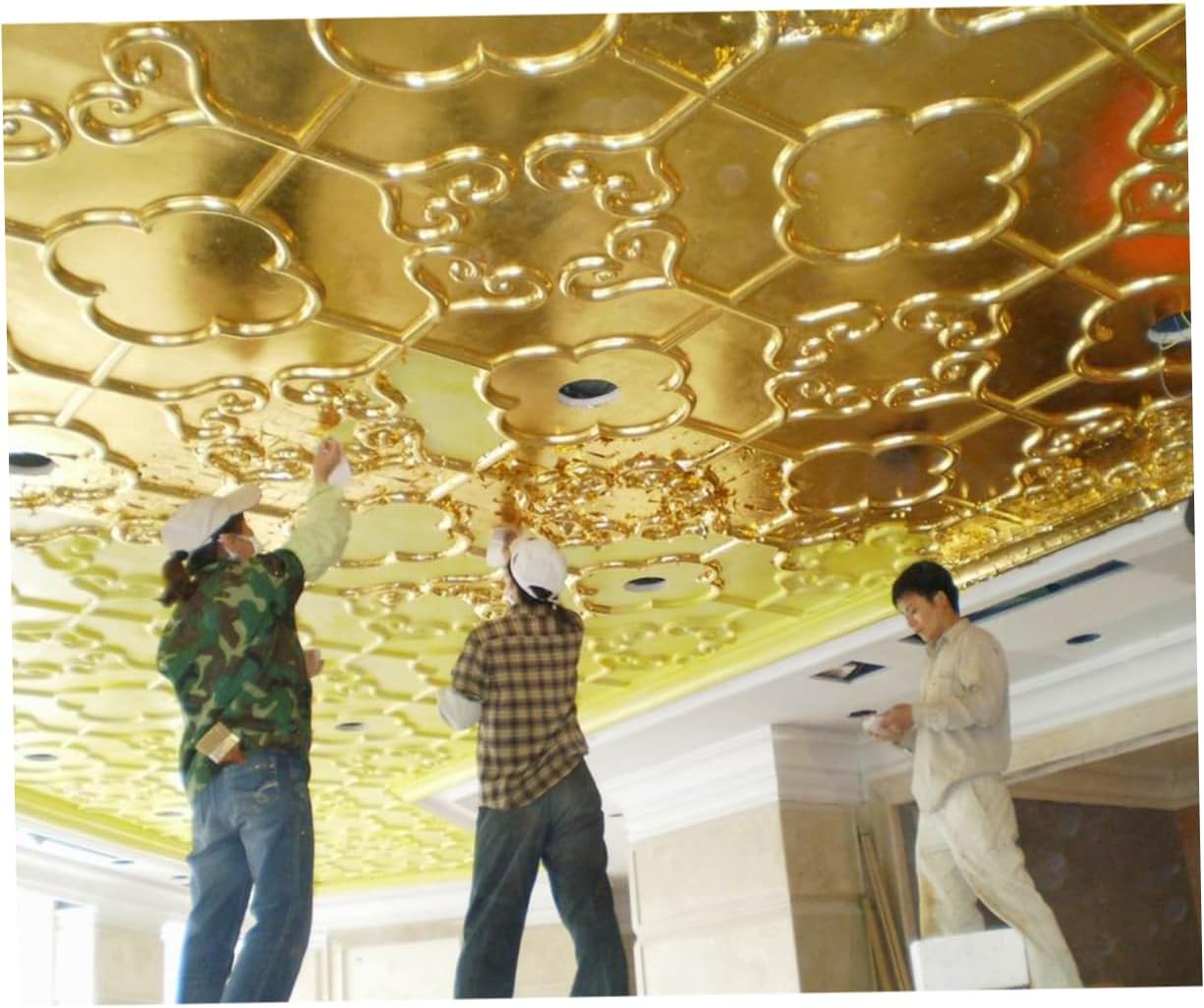 EXAOMBLE Imitation Gold Leaf Sheets for Art and Crafts 14x14cm 100 Sheets for Gilding Decoration Painting and DIY Projects