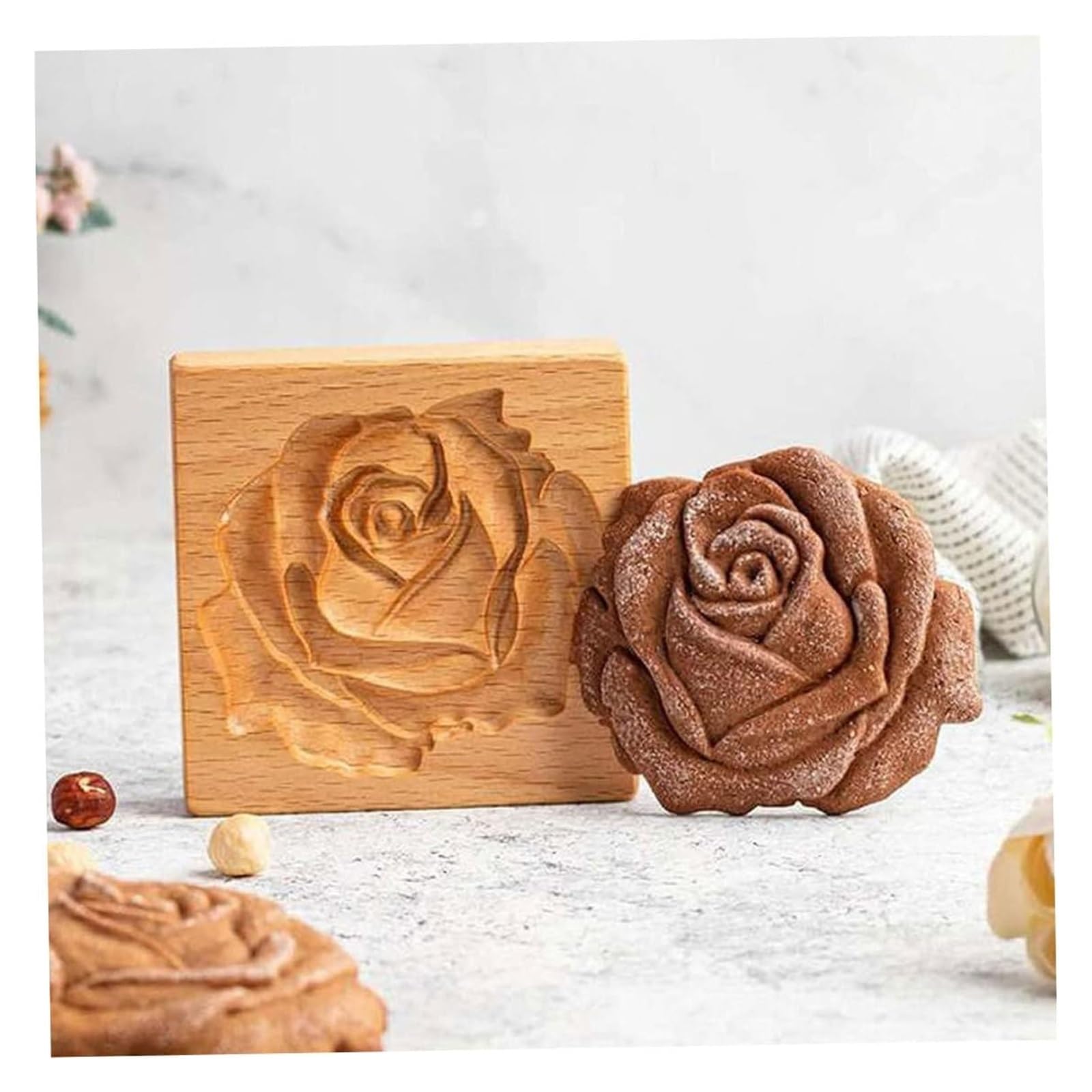 Forma do ciastek， DIY forma do pieczenia 3D Rose Press stempel na przyjęcie weselne przybory kuchenne, foremki ciastek