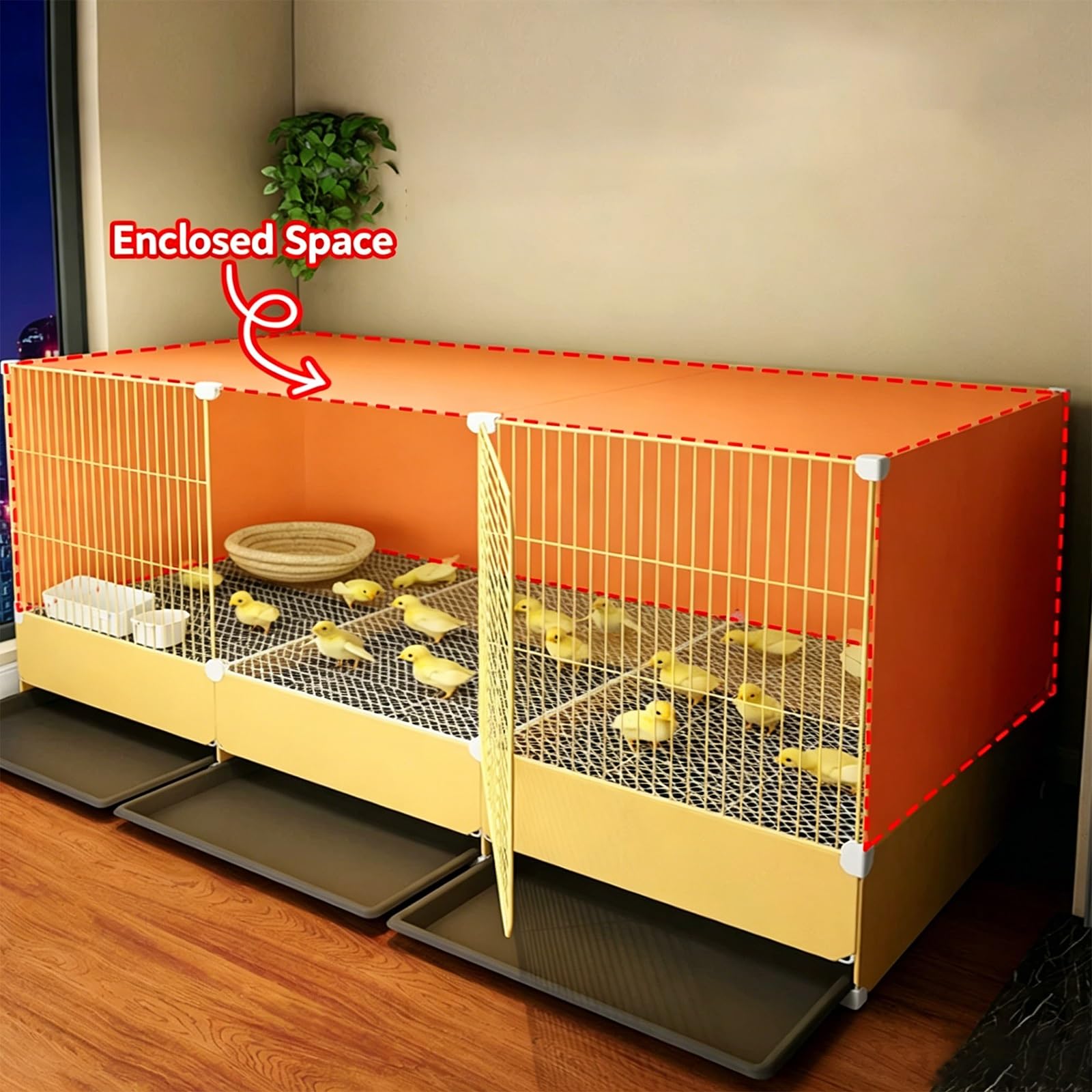 Jaula para Gallinas con Bandeja Extraíble Gallinero Corral Interior para Cría De Aves Fácil De Limpiar para Pollitos Patitos Conejos Aves De Corral También Se Puede Utilizar(Yellow,70x35x52cm)