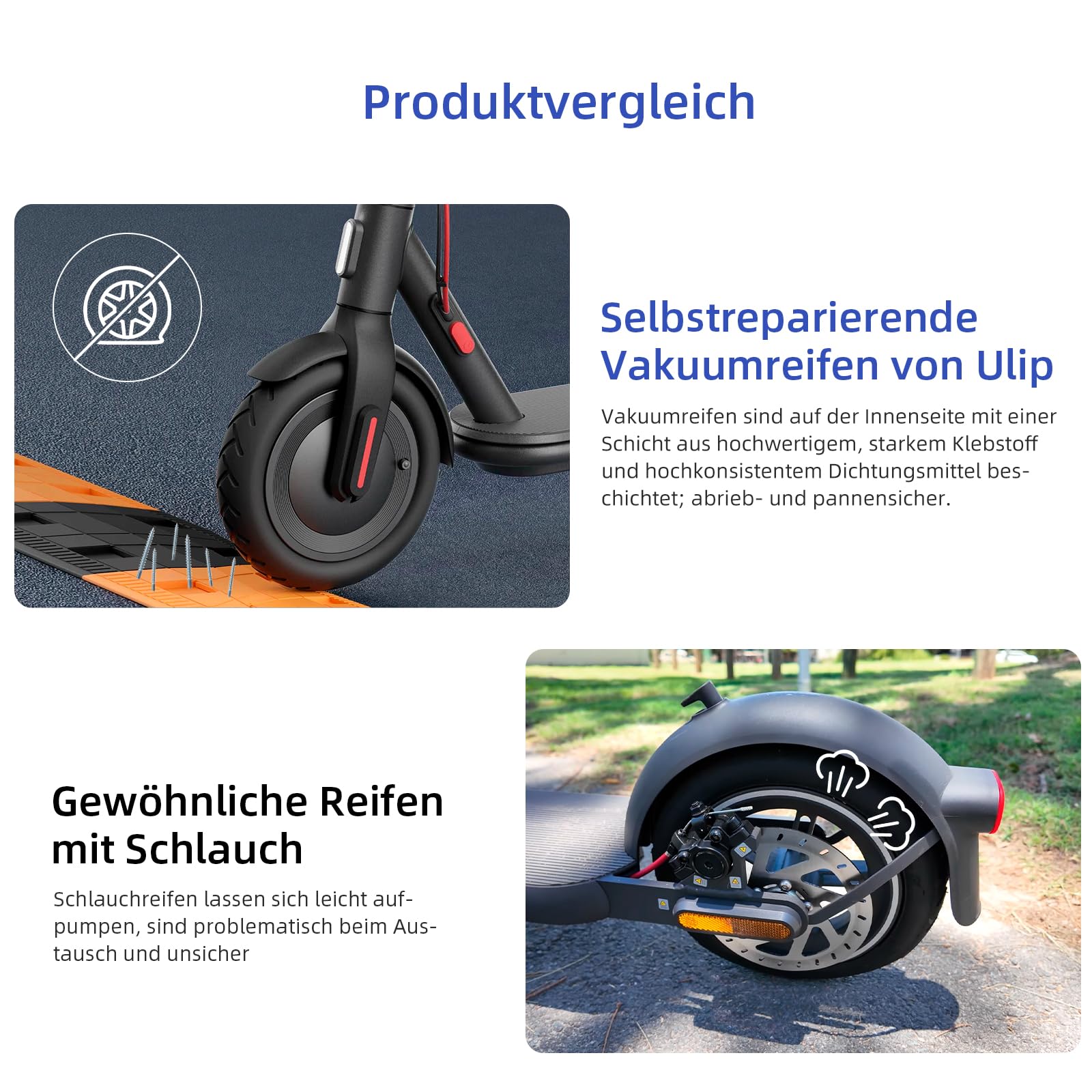 Pneus Scooter Xiaomi 4 Tubeless 250x54 – Réparables, Gel Auto-cicatrisant, Antidérapants, 2 Pneus