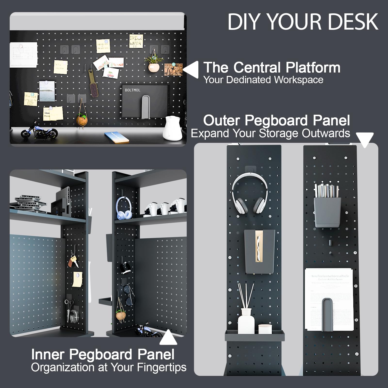 Étagère de Bureau à 2 Niveaux avec Ascenseur de Moniteur, Noir 100CM, Organisateur de Bureau avec Tableau d'affichage