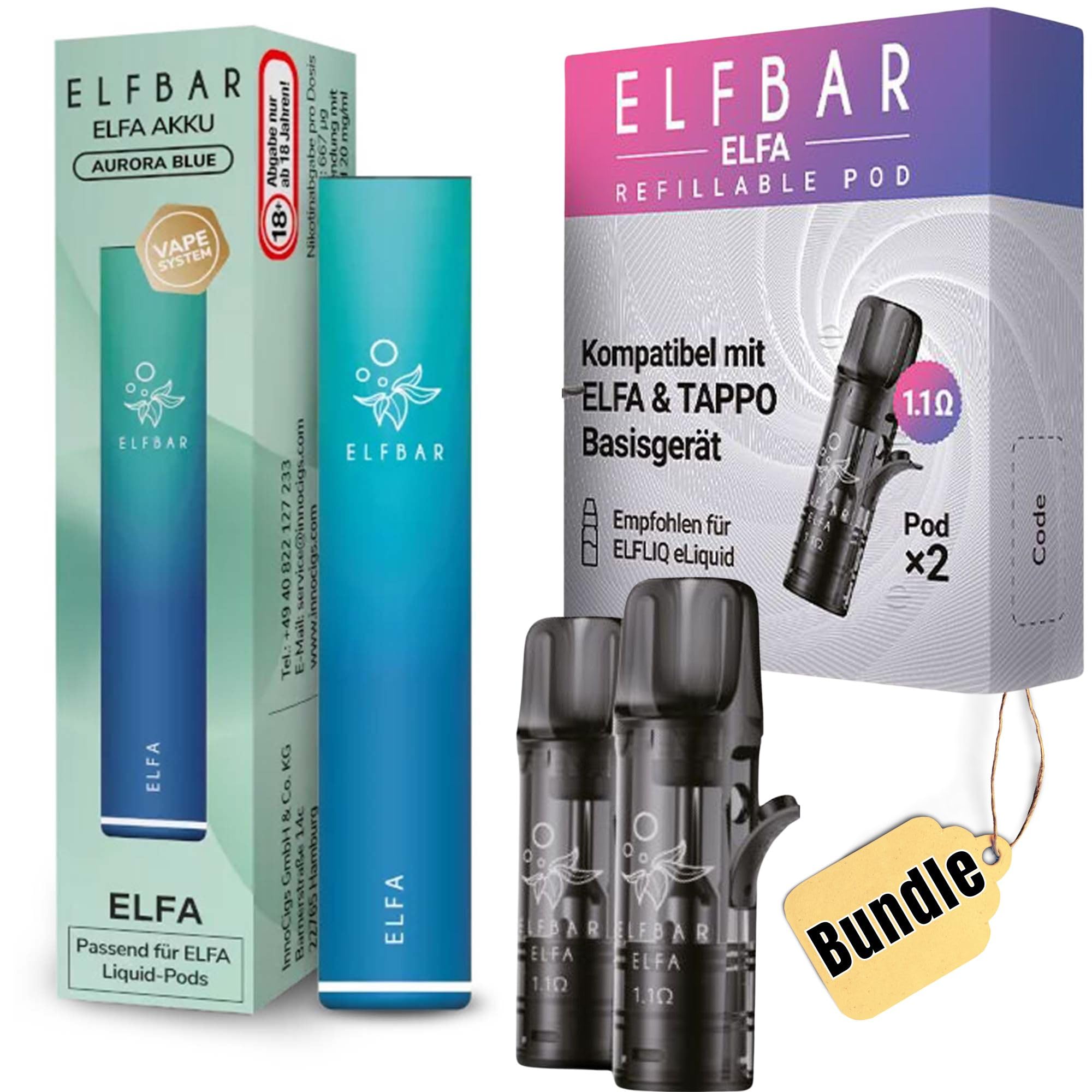 ELFBAR ELFA POD BUNDLE - Elfbar Elfa Akkuträger Mod nach Wahl und Elfa 2er  Pack Leerpods