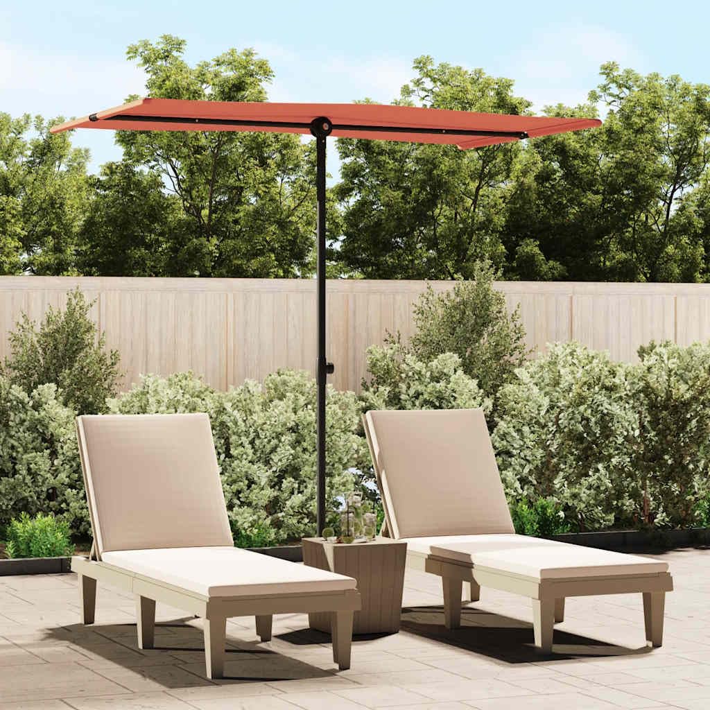 Ombrellone 180 x 110 cm, regolabile in altezza, inclinabile, terracotta | Ombreggiante flessibile per giardino e terrazza con copertura inclinabile, robusto palo in alluminio e regolazione continua.