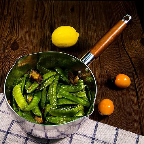Miniatura 7 de Yukihira - Cacerola tradicional japonesa Yukihira de acero inoxidable, cacerola para salsa de leche, mango de madera (7 pulgadas, 1.7 cuartos de