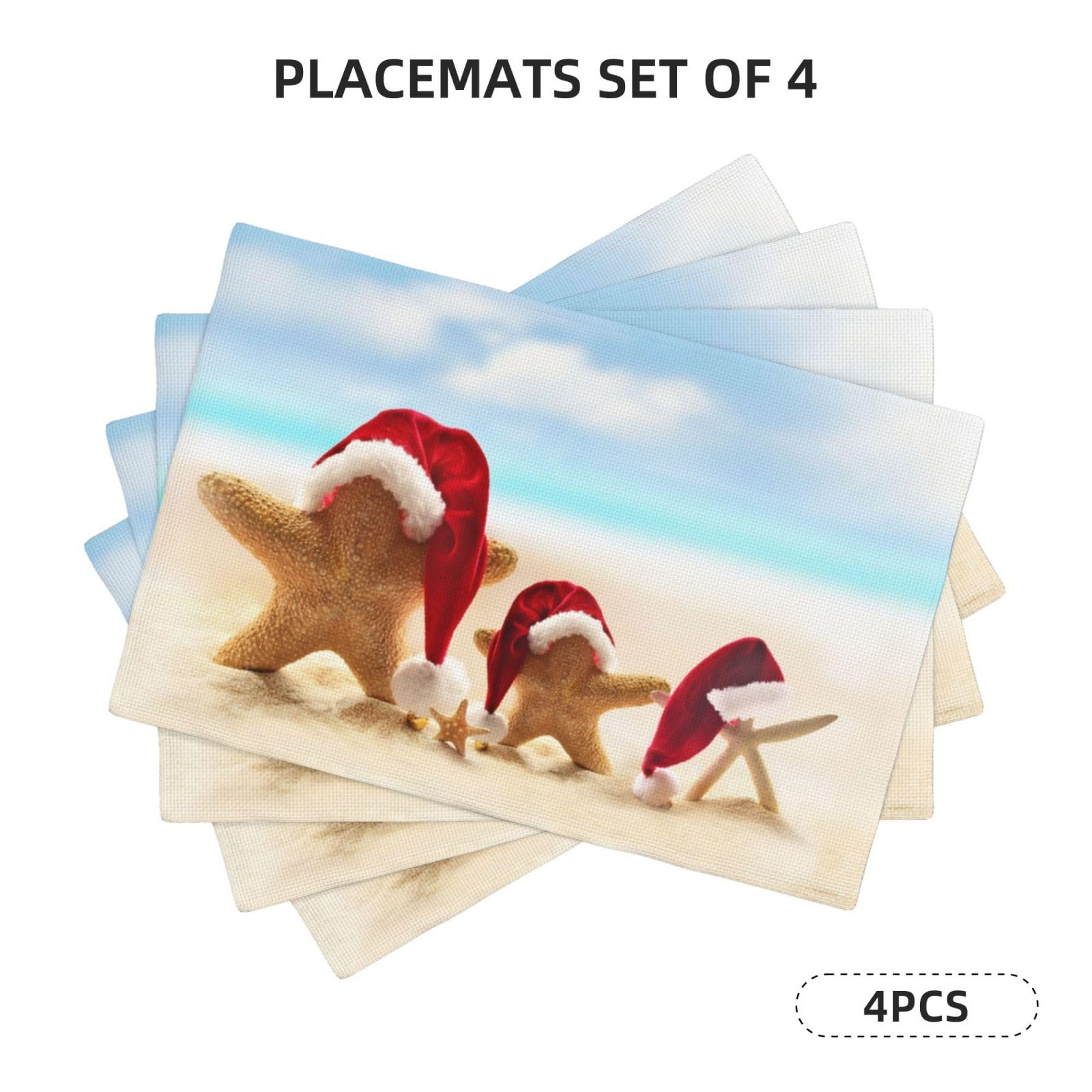 Kerst Kerstman Placemats Set van zes stuks, 30 x 45 cm