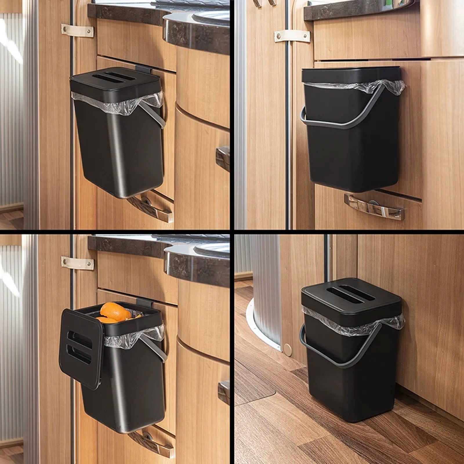 APT Mülleimer 5L Abfalleimer mit Deckel schwarz Camping Eimer für Wohnwagen Wohnmobil Auto & Motorrad