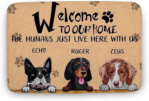 Tapetes para Recamaras - Alfombra grande de 20 x 32 pulgadas con nombre personalizado de bienvenida a perros, alfombras bohemias decorativas de