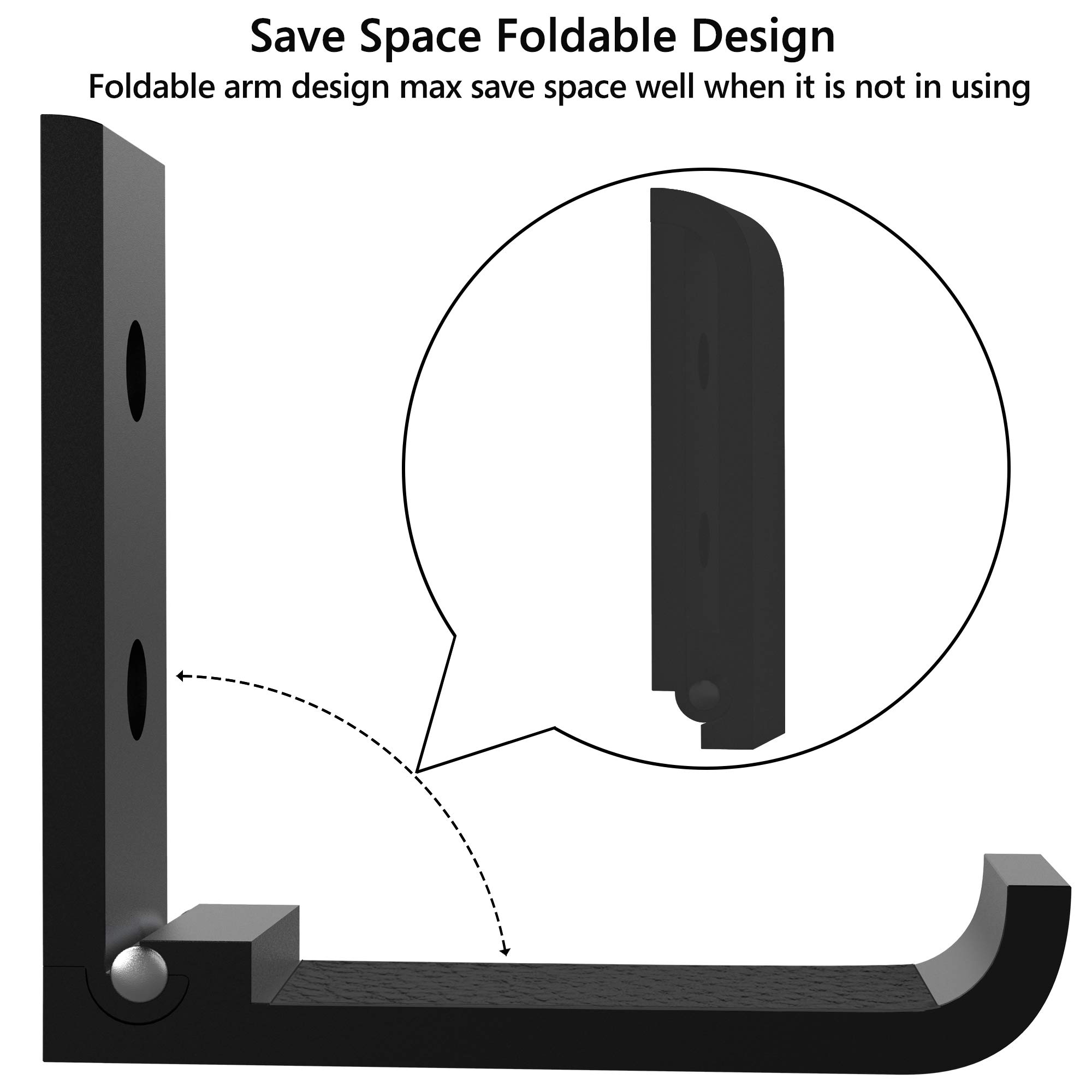 Geekria 2er Set Kopfhörerständer, faltbarer Wandhalter, strapazierfähiger Aluminium-Kopfhörerhalter mit Schutzpolster, universell kompatibel mit Bose, Sony, JBL, Sennheiser