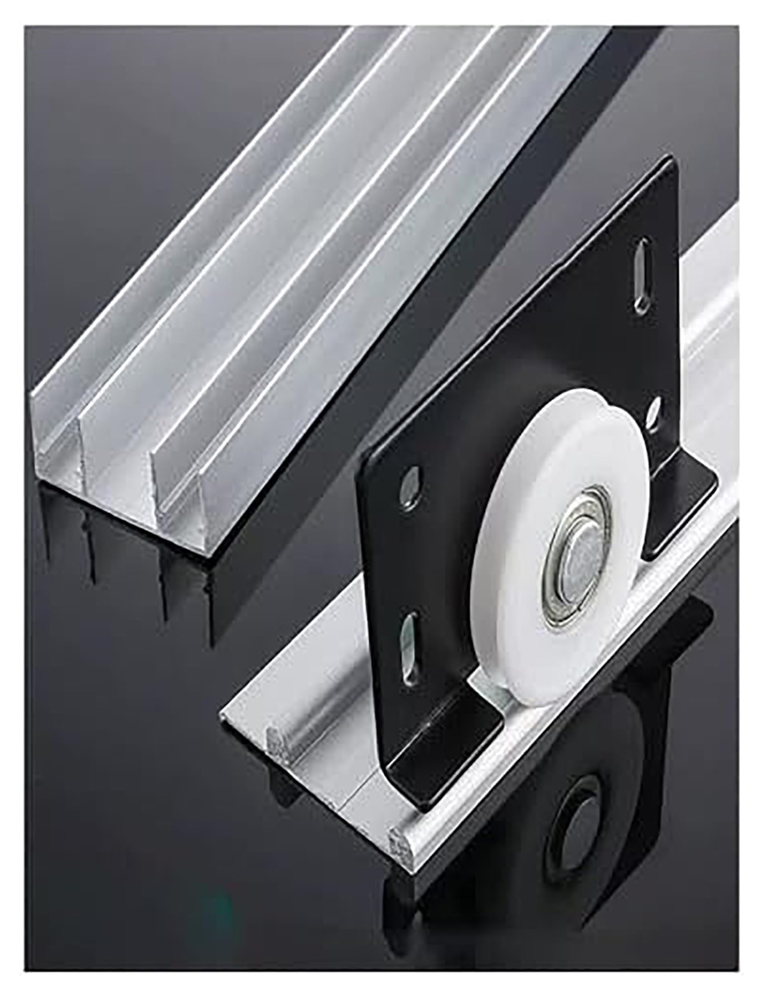 NURUGURE Triple Rail Sliding Door Track Kit for 15-24mm Wardrobe Panels Aluminium Closet Runner with Rollers