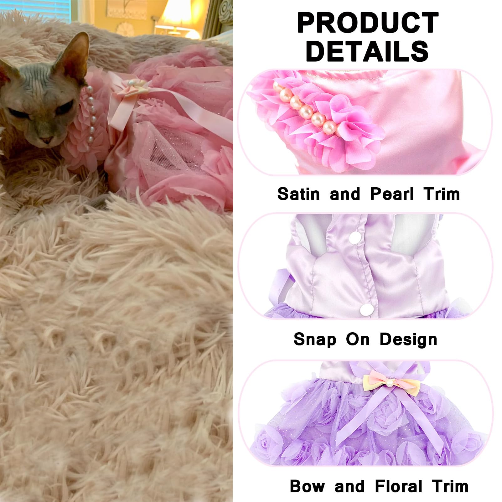 Vestido De Novia Para Perro Pequeño Satén, Falda De Princesa Con