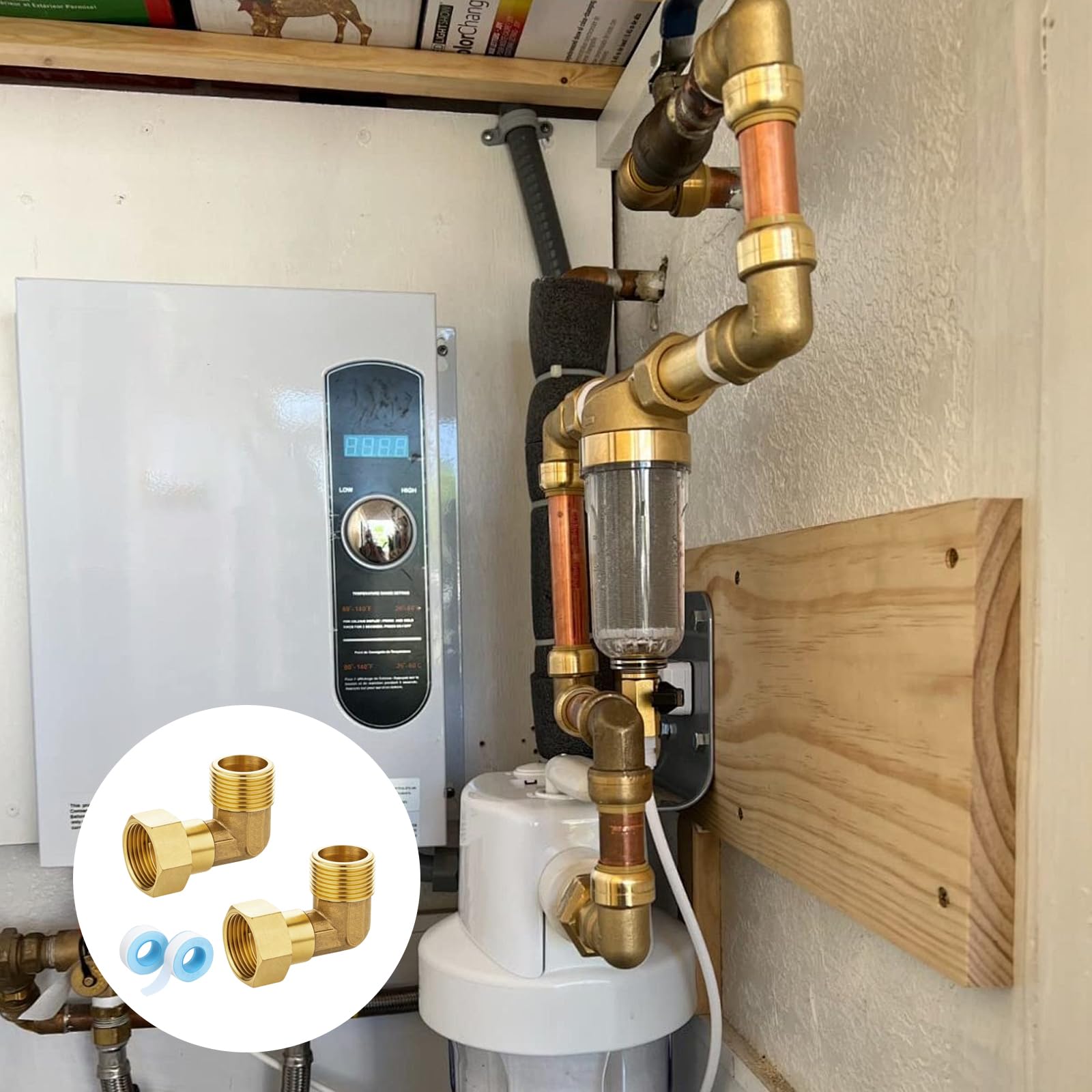 2 sztuki 3/4 cala mosiądz ruchome złącze śrubowe 3/4" AG X IG | Połączenie śrubowe kątowe 90°, DN20 90 stopni złącze śrubowe kątowe do instalacji wodnych i systemów centralnego ogrzewania