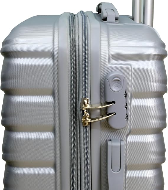Suitcase Large 28-Inch Cabin Suitcase, Hard Shell ABS Expandable Travel Luggage with 8 Spinner Wheels, Lightweight Durable High Capacity Cabin Bag with Lock, Denver - Silver