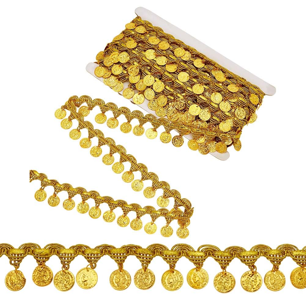Amazon.com: OLYCRAFT 10 Yards Yellow Coin Shape Sequin Tassel Trim Sequin  Lace Tassel Fringe Trim 1.6 Inch Width Sequins Tassels Lace Ribbon Fringe  Dance Dress Belt Chain for Clothes Decoration Party Accessories :