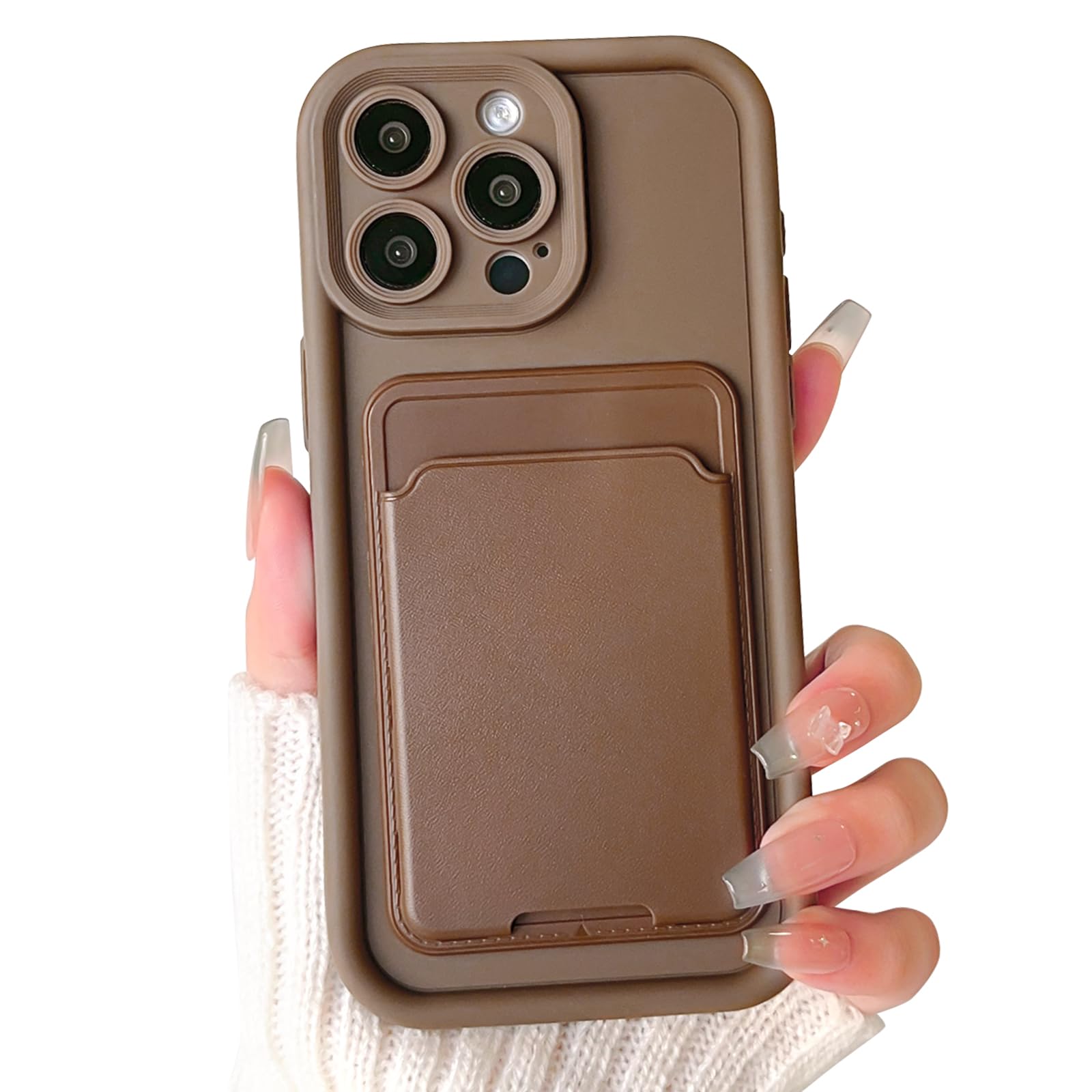 Lovmooful Compatible for iPhone 15 Pro Max Case Cute Color Card Holder Design for Girls Women Soft TPU More Shockproof Protective Girly for iPhone 15