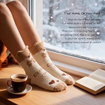 BUDERMMY Thermal Fluffy Socks for Womens 3 Pairs Ladies Winter Warm Fuzzy Socks Gift for Women and Girls Socks for Causal Home Sleeping