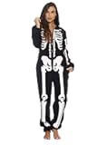 Skeleton Onesie Halloween Costumes for Women Adult - Comfortable Fleece Fabric with Cozy Hooded