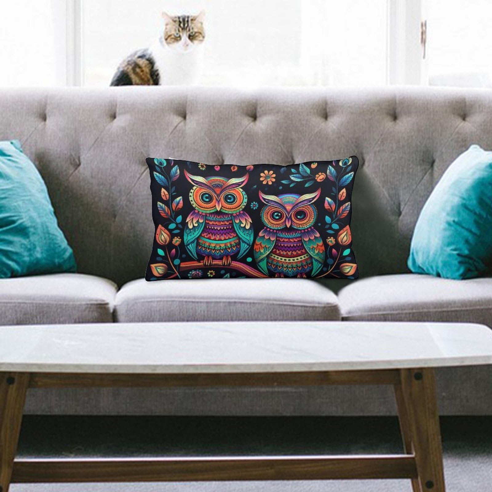 NTVOWPZO Decoration Throw Pillow Covers 8"x12" Pillowcases Covers Colorful Owl Pictures Soft Pillowcases Modern Farmhouse Home Decor Sofa Cushions Covers for Couch Bed Living Room
