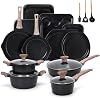 19 Piece Pots and Pans Set Non Stick, Kitchen Cookware and Bakeware Set, Induction Hob Pan Set, Saucepan Set with Lids, Frying Pans, Muffin Tray & Utensils
