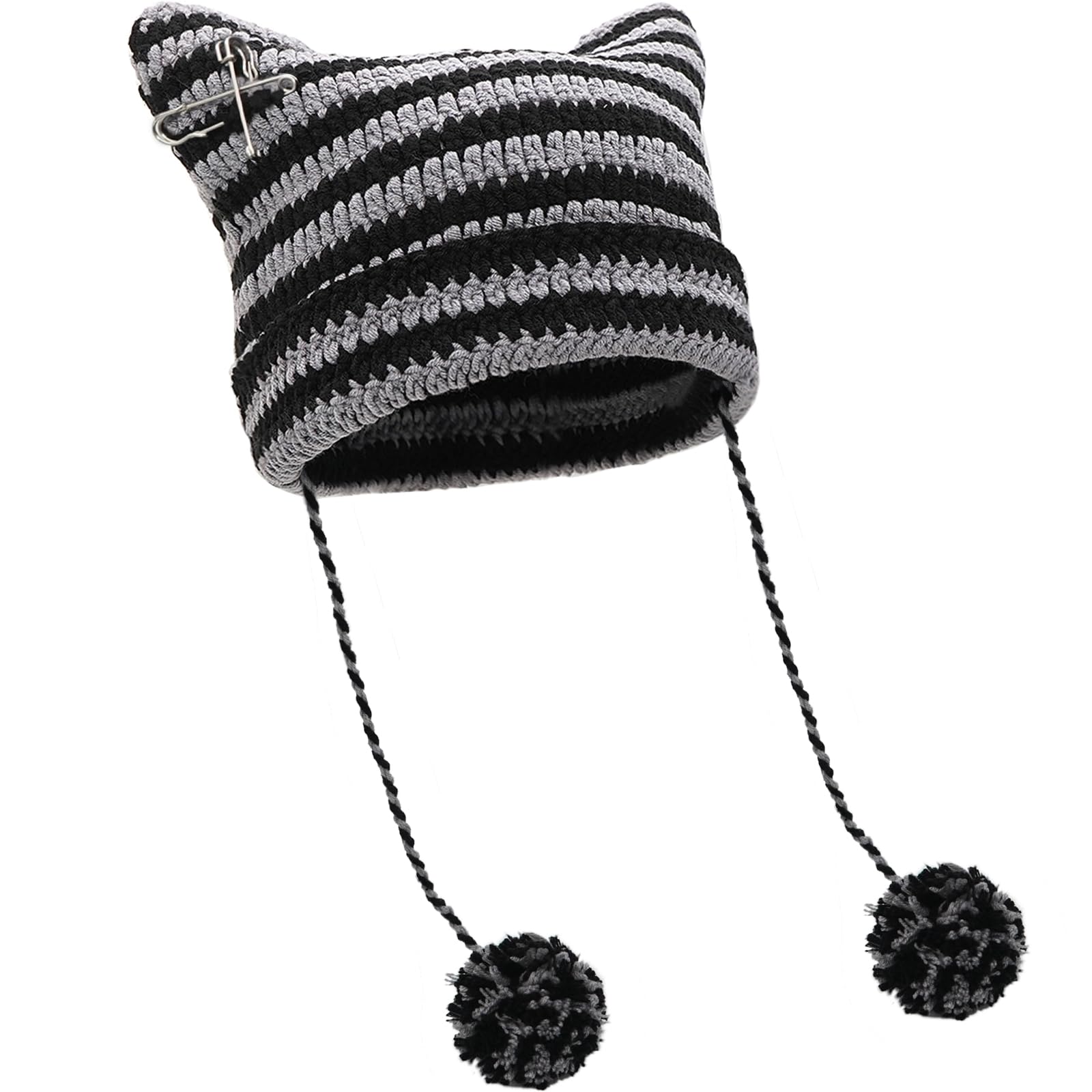 XYIYI Häkelmützen für Frauen Fuchs Strickmütze mit Pompons Grunge Goth Zubehör Slouchy Beanies für Damen Mädchen