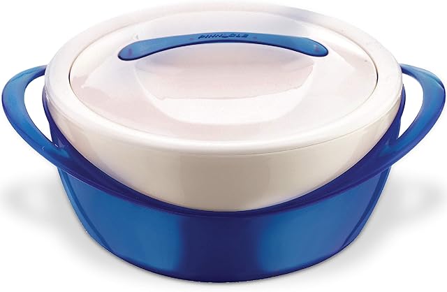 Pinnacle Large Insulated Casserole Dish with Lid 3.6 qt. Elegant Hot Pot Food Warmer/Cooler -Thermal Soup/ Salad Serving Bowl Stainless Steel Hot Food ContainerBest Gift Set for Moms Holidays Blue