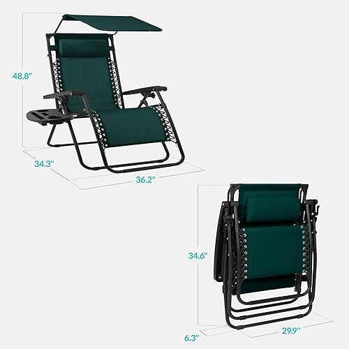 Miniatura 178 de Best Choice Products Silla reclinable plegable de gravedad cero para exteriores, de patio, para salón al aire libre, con toldo ajustable, Bandera