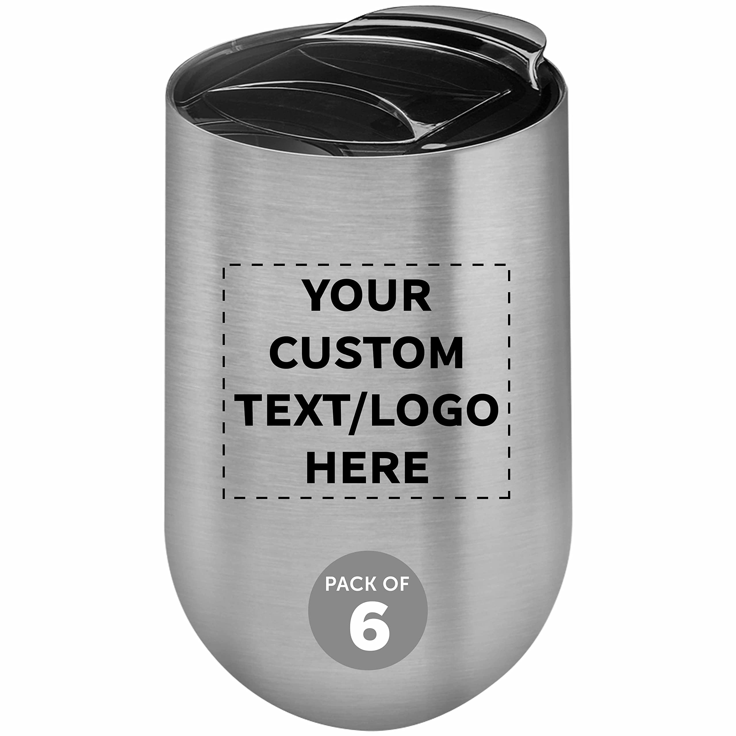 Custom Stainless Steel Mugs with Side Lock Lid Set of 6 Personalized Bulk Pack - Perfect for Coffee