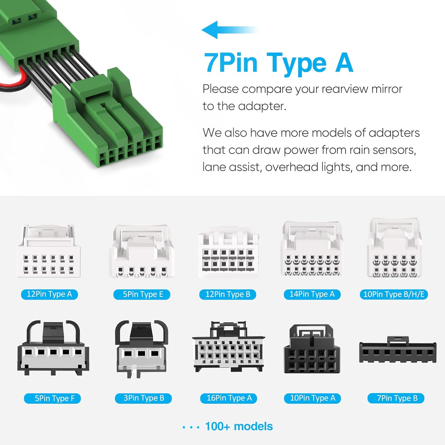 Dash Cam Power Adapter(7Pin Type A),Fit Acura ILX/MDX/RDX/TSX,Honda Accord/Civic/Clarity/Crosstour/CRV/CRV Touring/HRV/Insight/Passport/Pilot/Ridgeline/Odyssey.Power Adapter Cable for Dashcam Camera