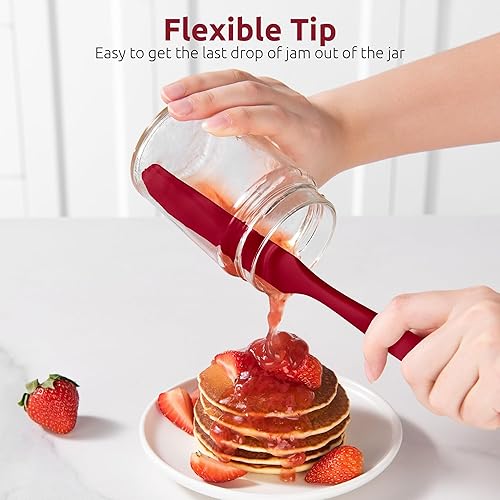 Miniatura 7 de U-Taste Espátula delgada de silicona para tarros 600F resistente al calor de grado alimenticio de 10 pulgadas de largo y estrecha barra de agitación