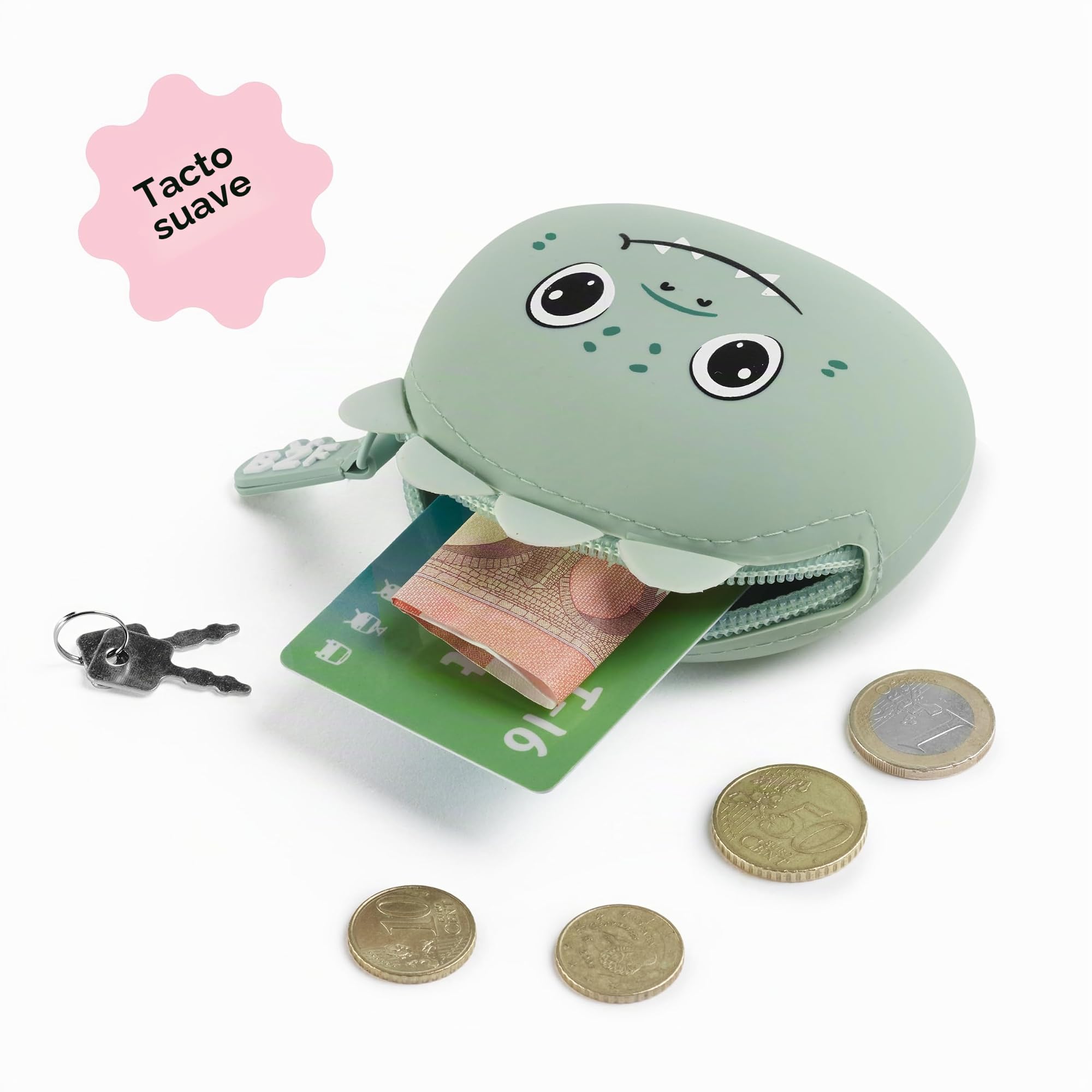 Monedero de Silicona Suave 90x70x35mm Cremallera Portamonedas Pequeño Animalitos Regalo Escolar