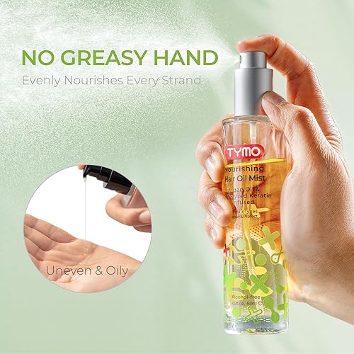 Miniatura 3 de TYMO Spray de aceite de argán para el cabello  Aceite hidratante veganic natural de 6 mezclas para cabello encrespado y seco, fórmula pura orgánica,