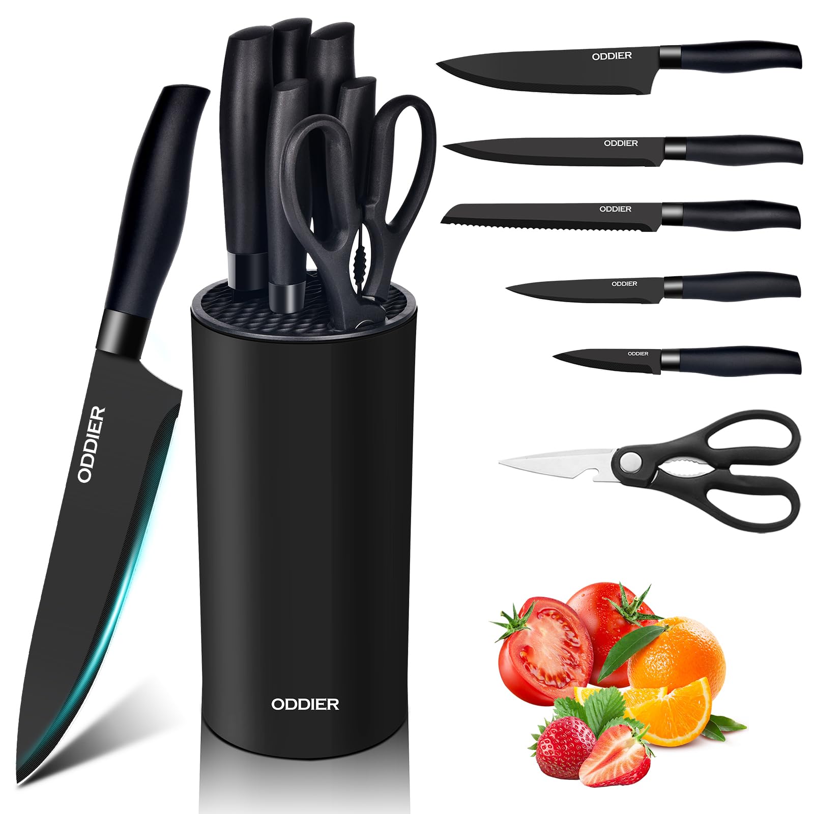 Kitchen Knife Ket with block Knife Block Set Anti-Rust High Carbon German Stainless Steel Knife Set 7 Piece