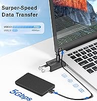 Vista 5 de VIENON Hub USB 5-Puertos 3.0 con Lector de Tarjetas SD TF, Adaptador Extensor USB con Lector de Tarjetas de Memoria SD/Micro SD, Puertos USB