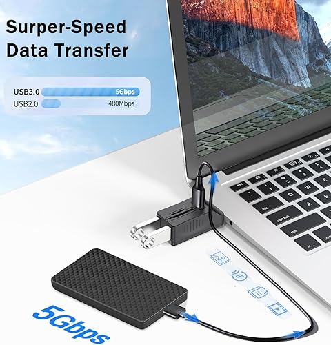 Miniatura 5 de VIENON Hub USB 3.0 de 5 puertos con lector de tarjetas SD TF, adaptador extensor USB con lector de tarjetas SDMicro SD, puertos USB 3.02.0, divisor