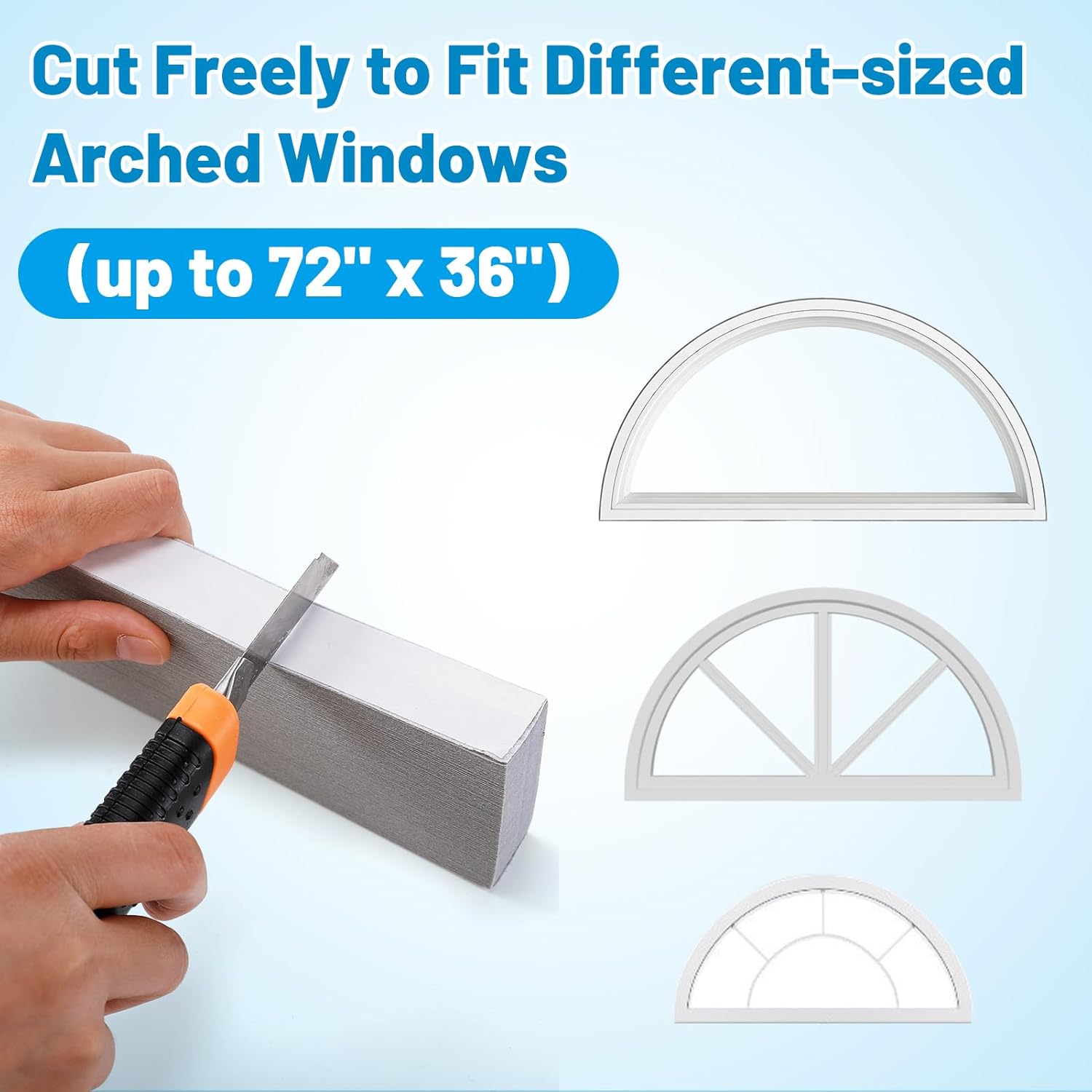 100% Light Blocking Arch Blinds for Indoor Windows - Double-Sided Pleated Shades, Strong Adhesive Blind for Living Rooms Bedrooms Offices, Easy to Cut and Install(36in x 72in)