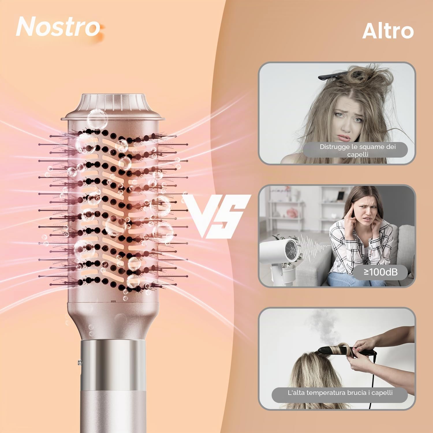 [500 Milioni Ione]HOJOCOJO Spazzola Asciugacapelli & Air Styler 6 in 1, 140000 GIRI/MIN, Asciugacapelli Spazzola Ad Aria Calda per Capelli Arricciacapelli Ad Aria Spazzola Volumizzante