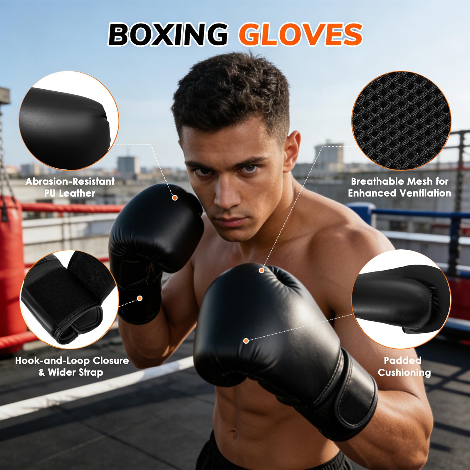 Boxsack Set für Erwachsene 120cm | Schwerer Boxsack mit 12oz Boxhandschuhen & Zubehör | Komplettes Trainingsequipment für Boxen, Kickboxen, MMA | Ideal für Heimtraining & Fitness Anfänger