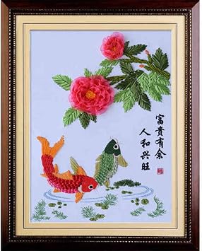 Semli Silk Ribbon Embroidery Kit Handmade for Beginner Oriental Wall Hanging Art Asian Decoration No Frame
