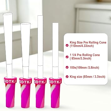 2 PCS Reusable Silicone Rolling Tips,Colorful Silicone Mouthpiece Filter Tips for Pre Rolled Cone,King Size Rolling Cone Filter Tip with Cleaning Brush (Pink/White/Red)