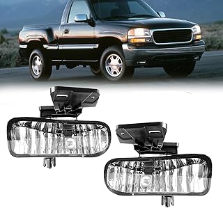 Fog Lights Compatible with 2000 2001 2002 2003 2004 2005 2006 GMC Yukon Pickup Truck / 1999 2000 2001 2002 GMC Sierra, 1 Pair Front Bumper Driving Fog Lamps (Clear Lens)