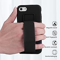 Vista 6 de Funda de silicona con soporte de LAUDTEC compatible con iPhone 7/8/SE, soporte de metal con soporte de pie vertical y horizontal, cubierta flexible