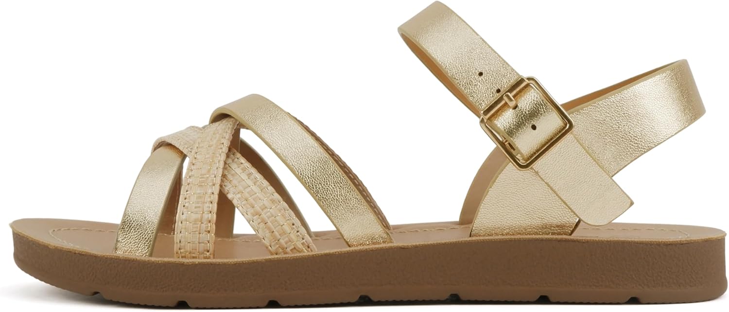 Soda Ling ~ Women Round Toe Multi-Strap Flat Sandals