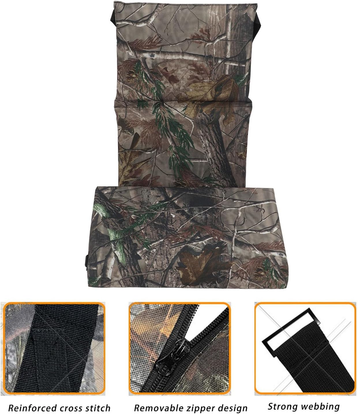 PerGar Adjustable and Foldable Hunting Tree Stand Seat with Comfortable Oxford Cloth, Padded Foam, Sturdy and Foldable Design, Perfect for Outdoor Activities (Leaves Pattern)