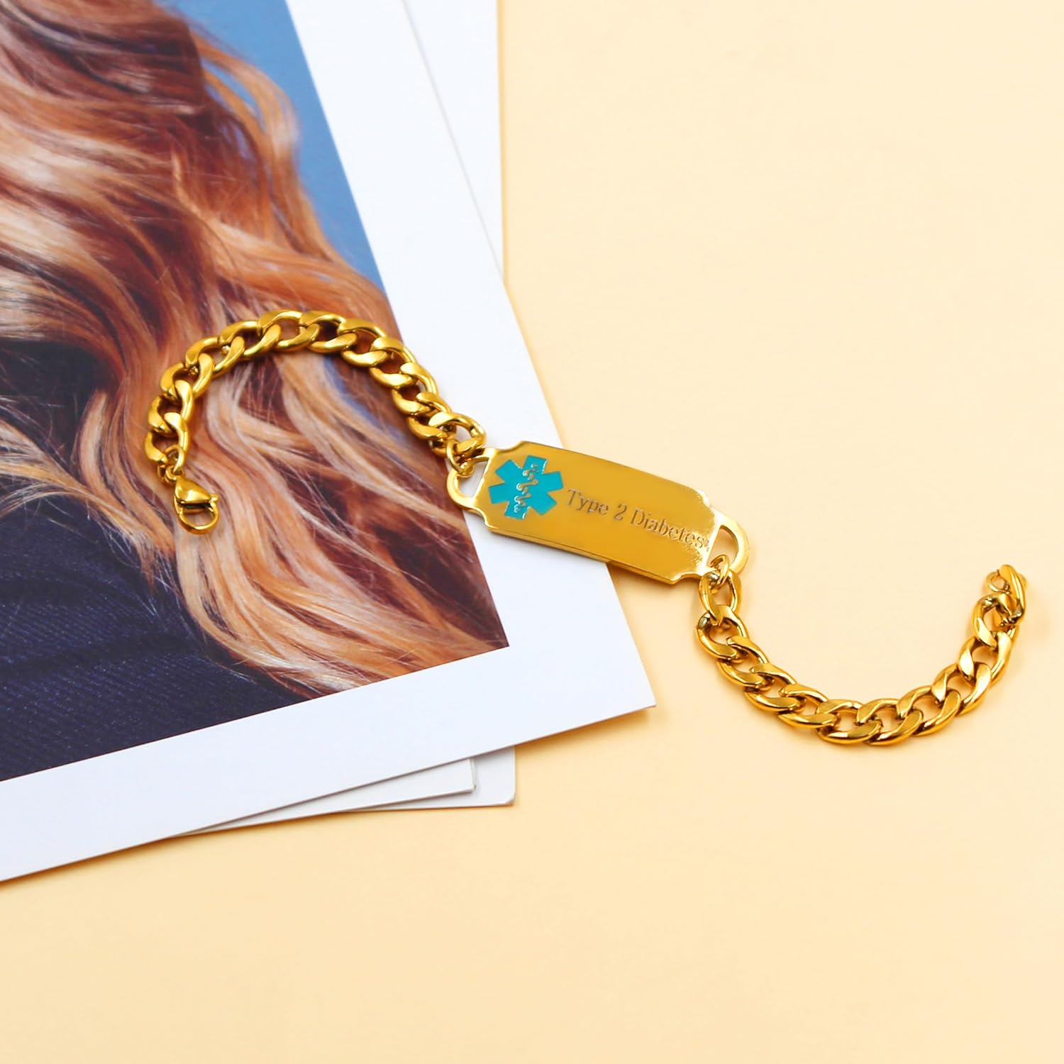 Uloveido Personalized Emergency Medical Alert Bracelet Stainless Steel- Stylish Cuban Link Chain Bracelets for Women and Men - Image 4