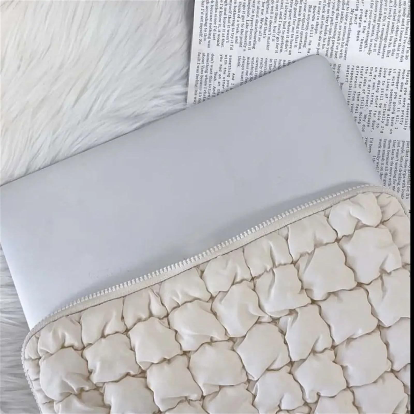 Laptoptasche Niedliche, stoßfeste Laptop-Hülle, dünne Business-Laptoptasche, große Kapazität, Tablet-Schutzhülle Laptoptasche Schutzhülle Sleeve Tragetasche(White,15-15.6in)