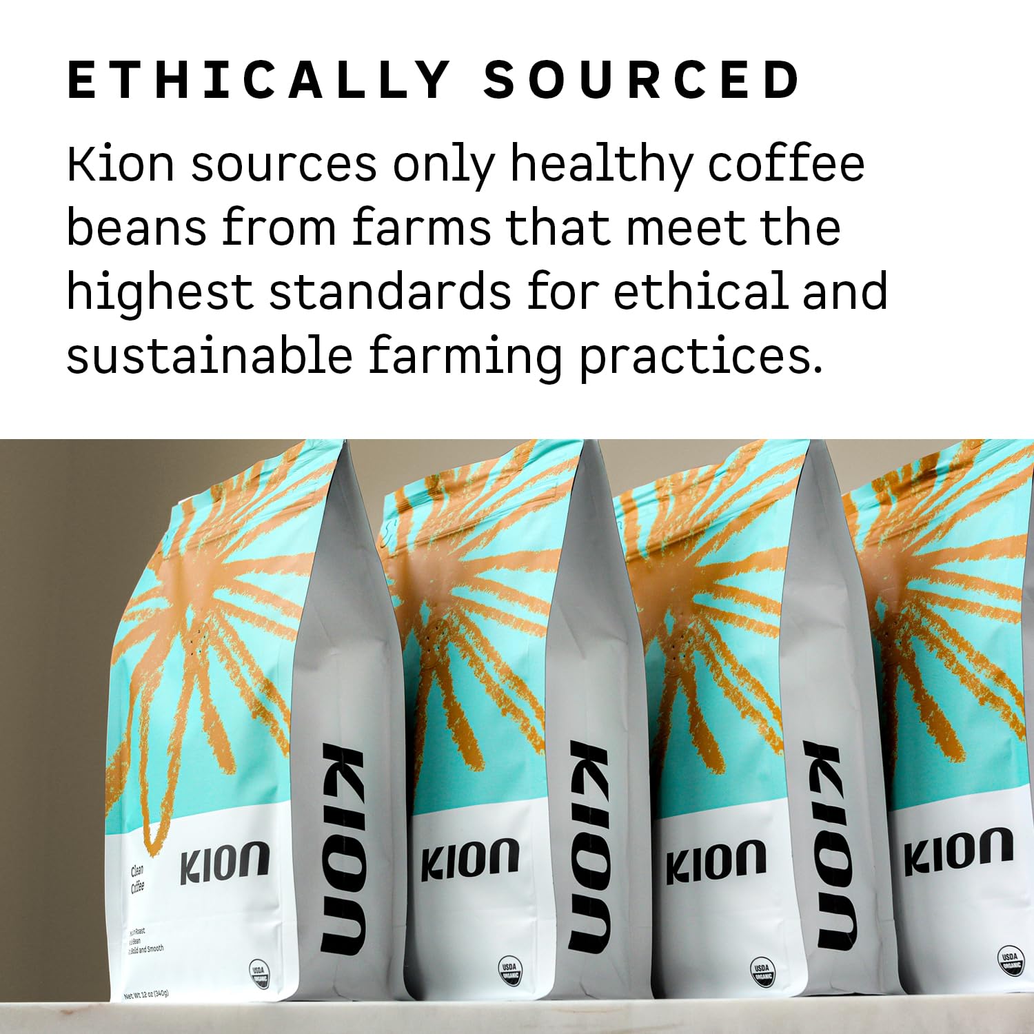 Kion Organic Whole Bean Coffee, Tested for Toxins, Ethically Sourced, Rich, Bold, and Smooth, Medium Roast 12 Oz (3 Pack)