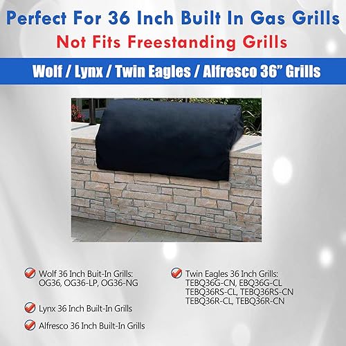 Miniatura 3 de OG36 - Piezas de repuesto para parrilla integrada Wolf Twin Eagles TEBQ36RS TEBQ36R Alfresco Lynx Heavy Duty 36 pulgadas Top Grill Cover BBQ Grill